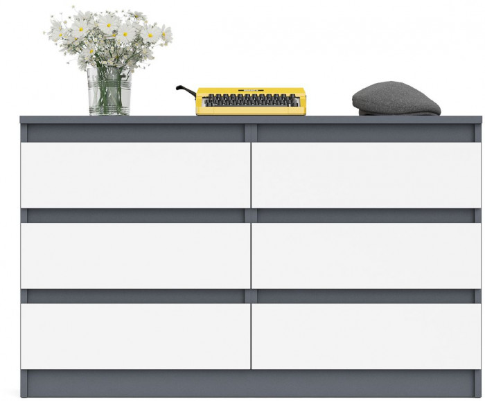 Мори Комод МК1200.6, цвет графит/белый, ШхГхВ 120,4х41х73 см.