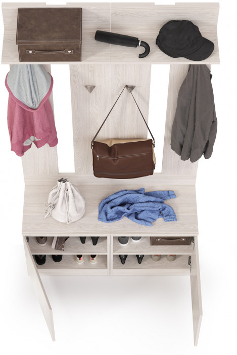 КР100 Ника прихожая № 01, цвет ясень анкор светлый, ШхГхВ 107,6х38,1х207,9 см., универсальная сборка