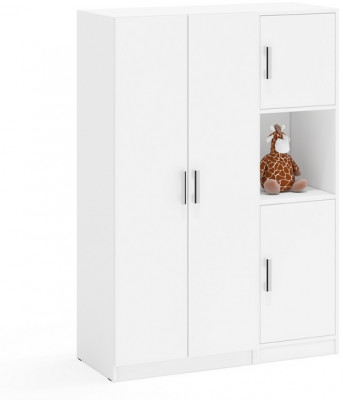 Шкаф С-МД-СК9Ш+Пенал С-МД-СК9П, цвет белый шагрень, ШхГхВ 113х45х160 см., универсальная сборка