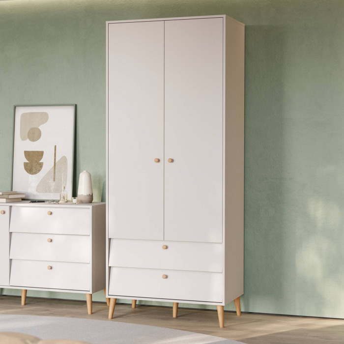 Афина Спальня 4-75901М1к.с. Шкаф 2-х дверный с двумя ящиками, кашемир серый