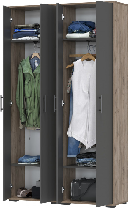 Два шкафа для одежды Домино 2-3430дкт/граф цвет дуб крафт табачный/графит