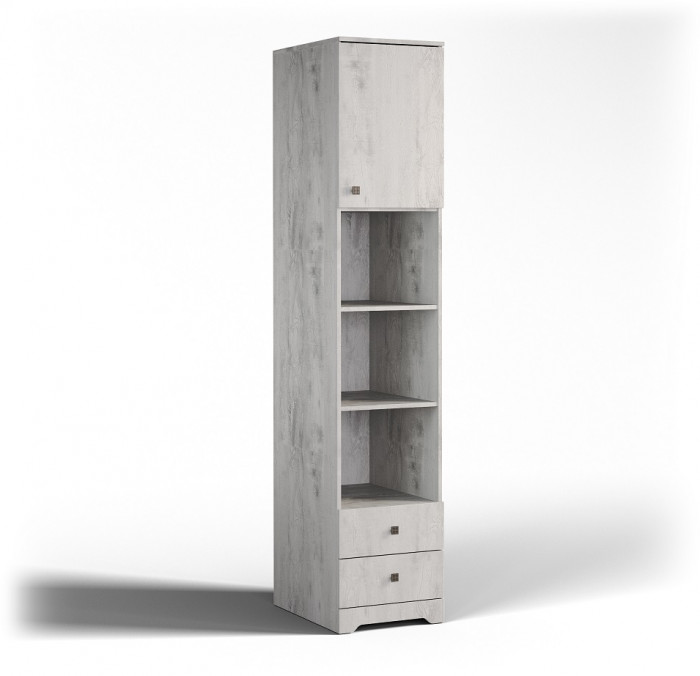 Стеллаж с 2-мя ящиками "Атланта" - Бетон пайн светлый