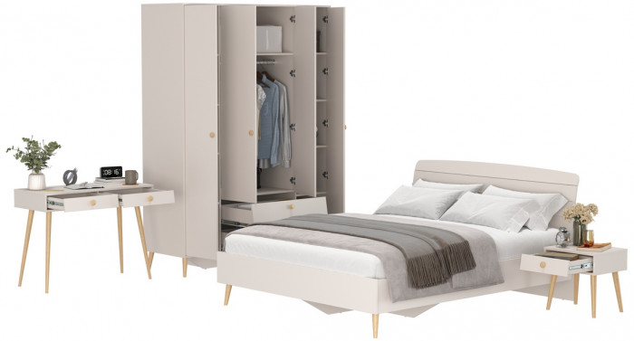 Афина Спальня 33-1600, цвет кашемир серый, сп.м. 1600х2000 мм., б/м, основание есть - фанера