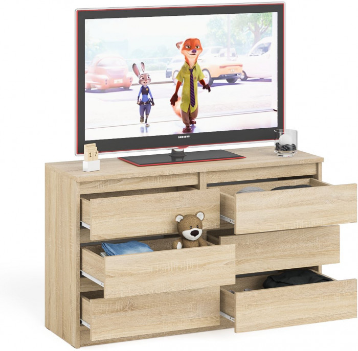 Мори Комод МК1200.6, цвет дуб сонома, ШхГхВ 120,4х41х73 см.