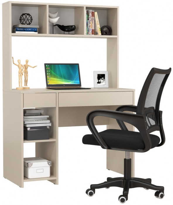 Стол компьютерный Комфорт 12.77F + кресло 103 чёрное, цвет сатин, ШхГхВ 100х49,8х147 см., универсальная сборка