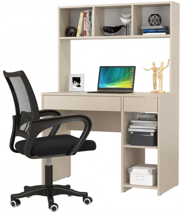 Стол компьютерный Комфорт 12.77F + кресло 103 чёрное, цвет сатин, ШхГхВ 100х49,8х147 см., универсальная сборка