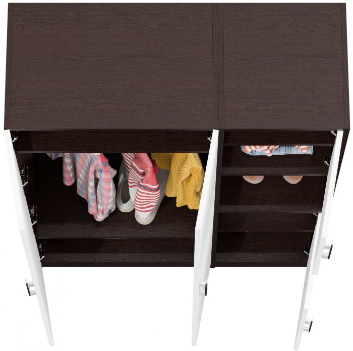 Шкаф С-МД-СК9Ш+Пенал С-МД-СК9П, цвет венге/белый шагрень, ШхГхВ 113х45х160 см., универсальная сборка