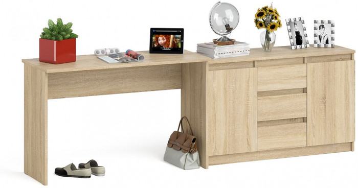 Мори письменный стол МСП1200.1 + Комод МК1200.3, дуб сонома