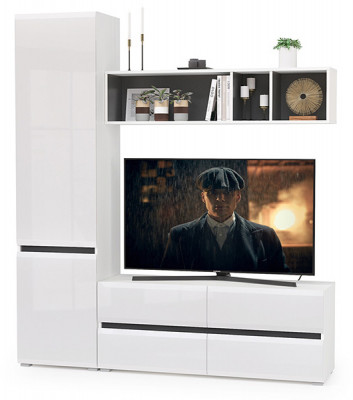 Сидней Комплектация № 004, корпус: белый/чёрный/фасады: МДФ белый глянец