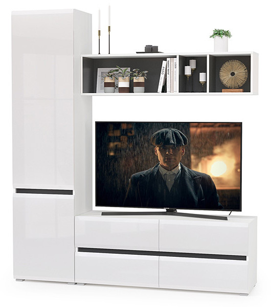 Сидней Комплектация № 004, корпус: белый/чёрный/фасады: МДФ белый глянец