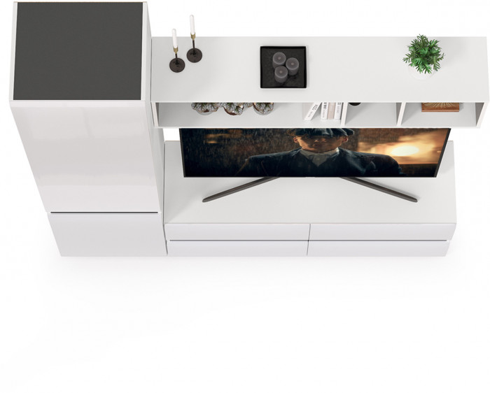 Сидней Комплектация № 004, корпус: белый/чёрный/фасады: МДФ белый глянец