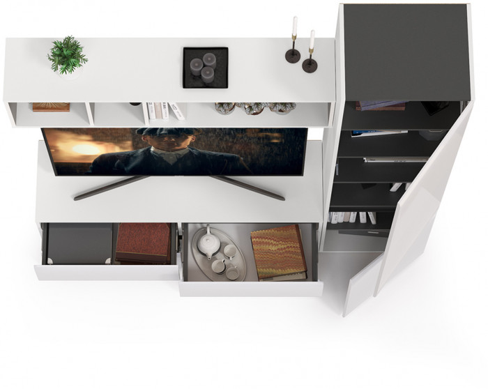 Сидней Комплектация № 004, корпус: белый/чёрный/фасады: МДФ белый глянец