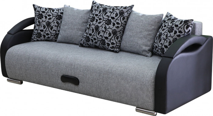 Диван еврокнижка Юпитер рогожка серая 5 подушек