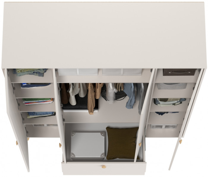 Афина Спальня 4-75930М1к.с. Шкаф 4-х дверный с двумя ящиками, кашемир серый