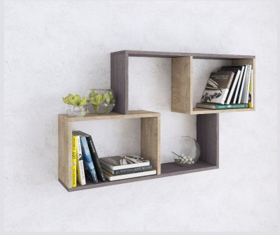 Полка навесная ПН-3 ясень анкор темный/дуб эндгрейн