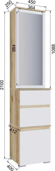 Плейона Тумба с ящиками делано/белый