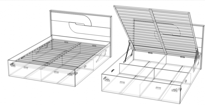Кровать 160х200 "Монтиз" с подъемным основанием - Белый текстурный/Корунд джелато