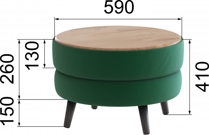 Стол журнальный "Рамус", Изумруд/МДФ дуб канадский