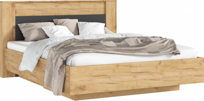 Остин Кровать парящая 160 с ПМ с подсветкой, дуб крафт/графит