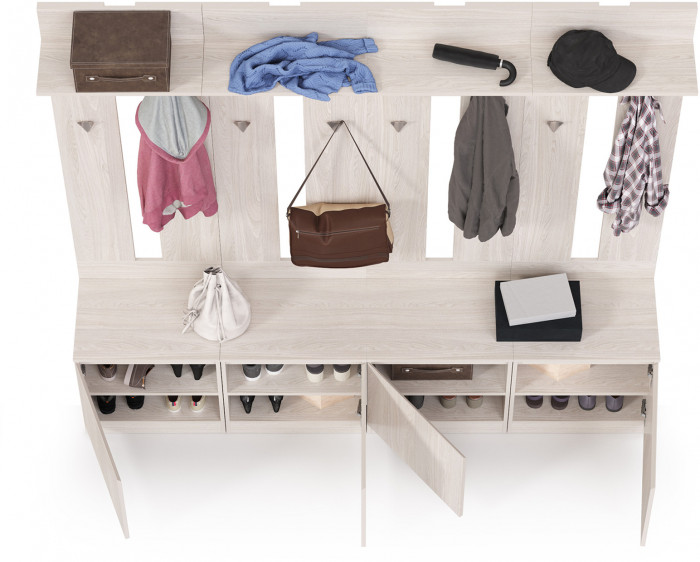 КР100 Ника прихожая № 03, цвет ясень анкор светлый, ШхГхВ 215,2х38,1х207,9 см., универсальная сборка