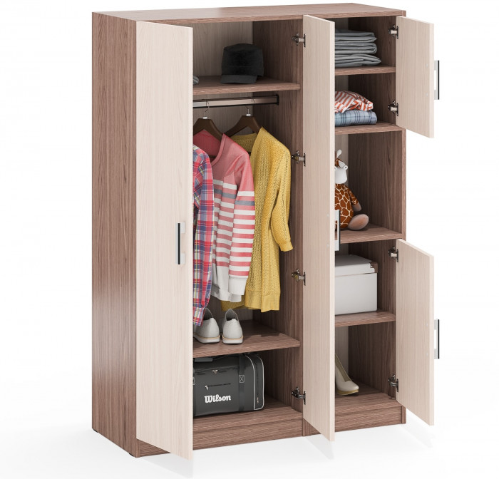 Шкаф С-МД-СК9Ш+Пенал С-МД-СК9П, цвет ясень шимо светлый/ясень шимо тёмный, ШхГхВ 113х45х160 см., универсальная сборка