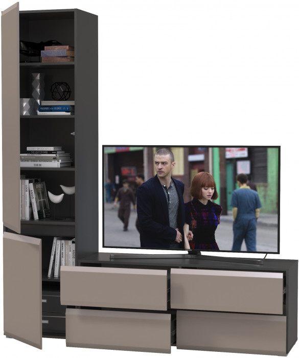 Сидней Комплектация № 005, корпус: антрацит/фасады: МДФ веллюто капучино