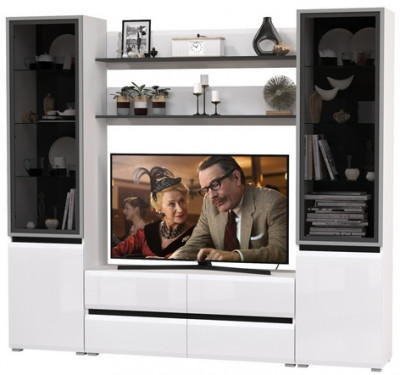 Сидней Комплектация № 068, корпус: белый/чёрный/фасады: МДФ белый глянец