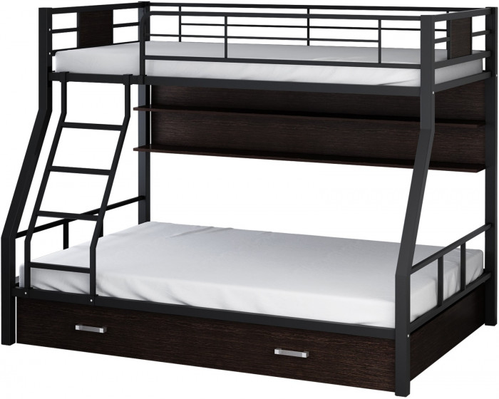 Двухъярусная кровать Гранада-1ПЯ, черная (Дуб молочный, Черный)