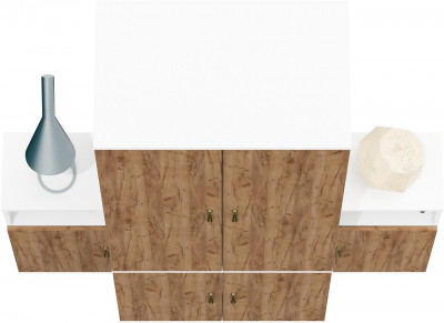 Лидер-8 Шкаф МД 19Б + Тумба МД 3.19 + Тумба МД 3.19, цвет белый шагрень/крафт золото, ШхГхВ 160х50х190 см., универсальная сборка