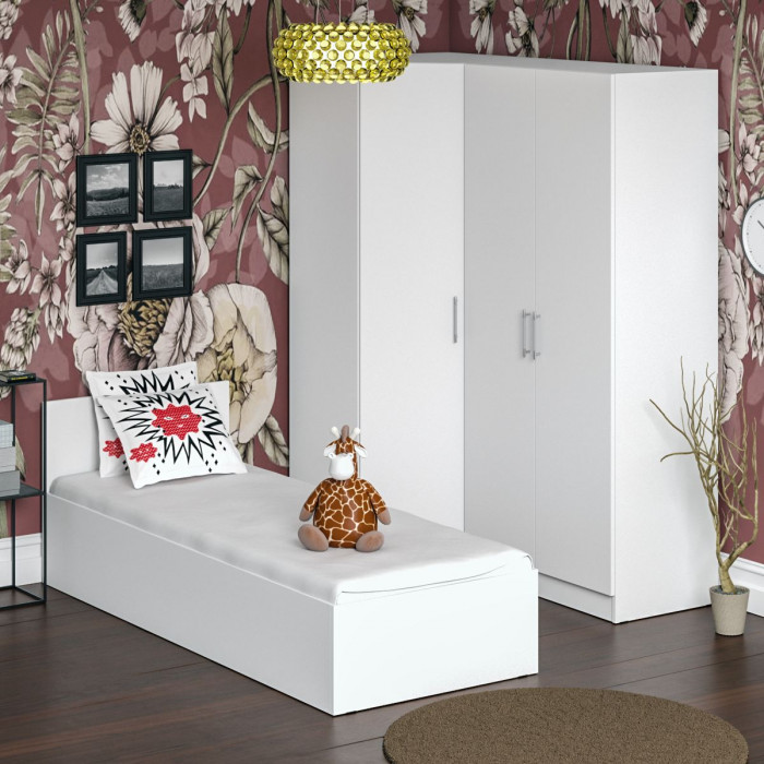 Спальня Стандарт 2-0800, цвет белый, ШхГхВ 83,5х203,5х70 + 171,2х81,2х200 см., сп.м. 800х2000 мм., без матраса, основание есть