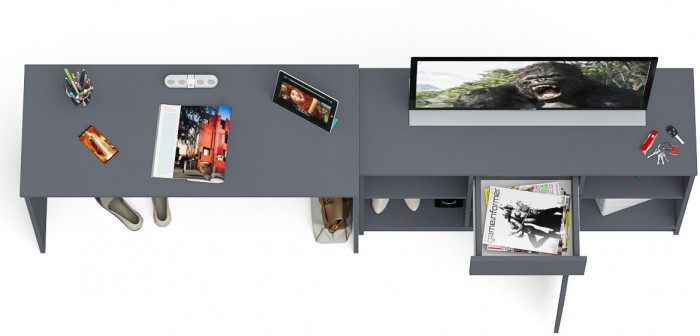 Мори письменный стол МСП1200.1 + Тумба МТВ1204.1, графит