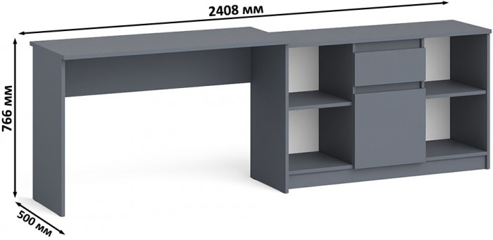 Мори письменный стол МСП1200.1 + Тумба МТВ1204.1, графит