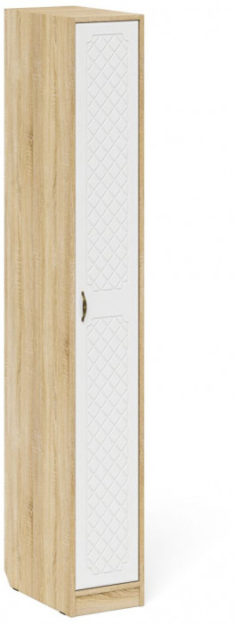 Прихожая П-6-500 Пенал, дуб сонома/фасады МДФ белое дерево фрезеровка ромб
