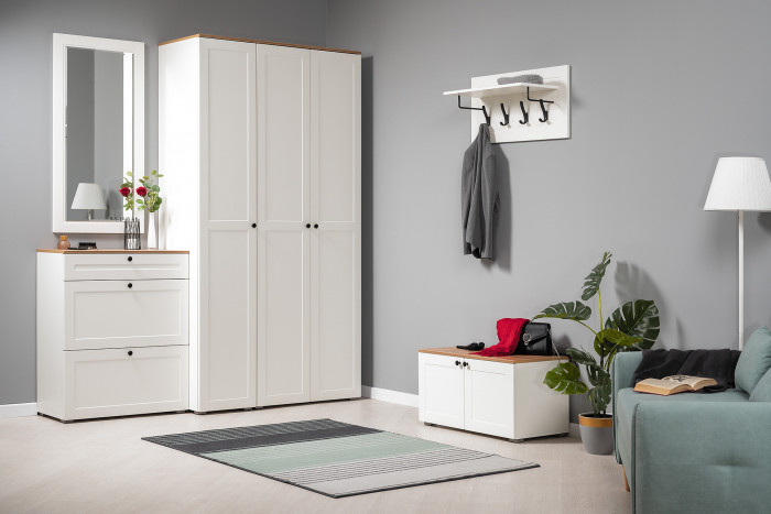 Остин 17.03 Зеркало, цвет белый шагрень, ШхГхВ 120х2х59,5 см., может крепиться горизонтально или вертикально