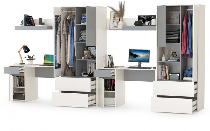 Торонто Компоновка № 12, белый шагрень/стальной серый