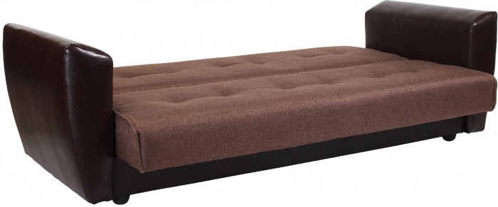 Диван-кровать Амстердам, 120х190, книжка, рогожка/экокожа, коричневый