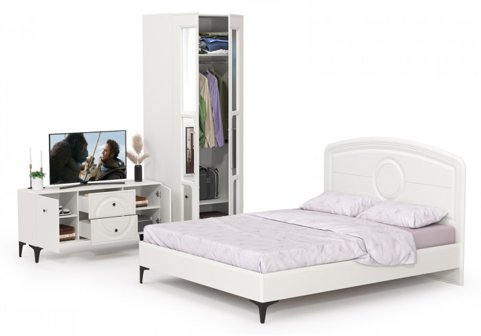 Валенсия Спальня № 41, цвет ЛДСП белый шагрень/МДФ белый шагрень, ортопед есть, сп. м. 1600х2000 мм., б/м