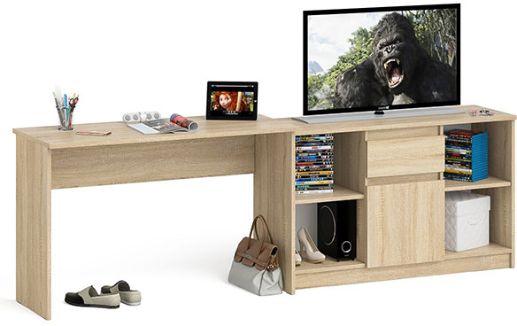 Мори письменный стол МСП1200.1 + Тумба МТВ1204.1, дуб сонома