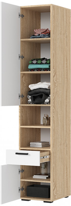 САНСА ПН-01 Пенал Фасад БЕЛЫЙ/Корпус ДУБ СОНОМА