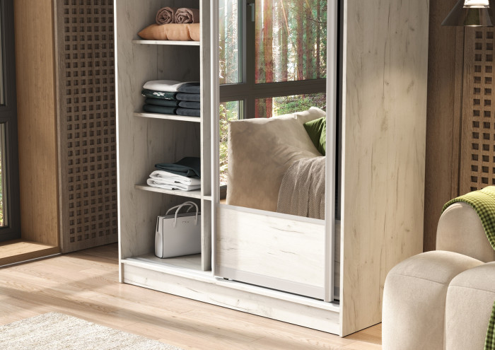 Шкаф-купе Тринити-9 (1,35 м), Дуб крафт белый