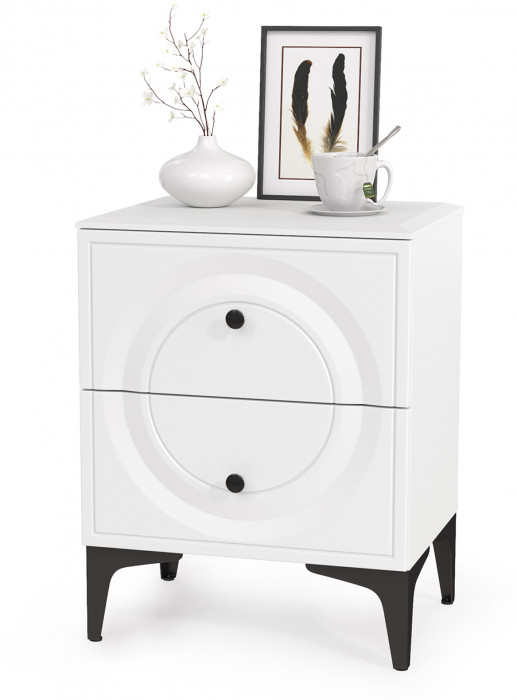 Валенсия Спальня № 35, ЛДСП белый шагрень/чёрный/МДФ белый шагрень