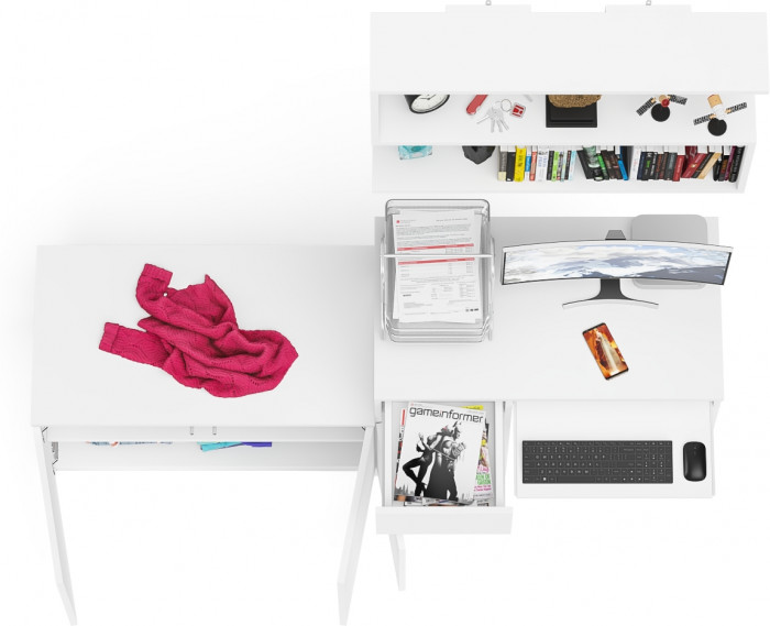 Мори компьютерный стол МС-1 левый + Тумба МА900.1 + Полка 900, белый