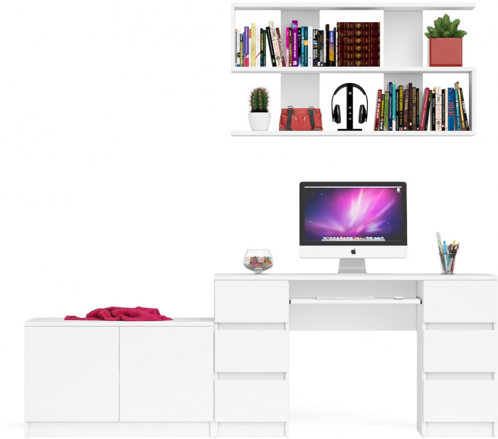 Мори компьютерный стол МС-2 + Тумба МА900.1 + Полка 1200, белый