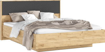 Флэш Кровать парящая 160 с ортопедом дерево, крафт золотой/браш графит