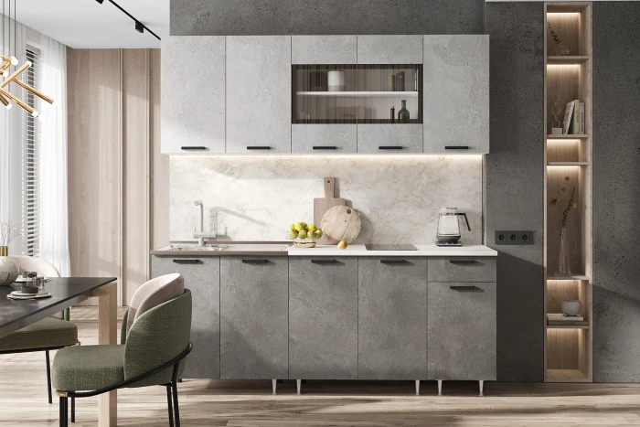 ЛДСП Кухня Рио NEW 2,0м бетон светлый/бетон темный