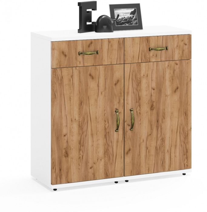 Лидер-8 Тумба МД 3.15 2 шт., белый шагрень/крафт золото