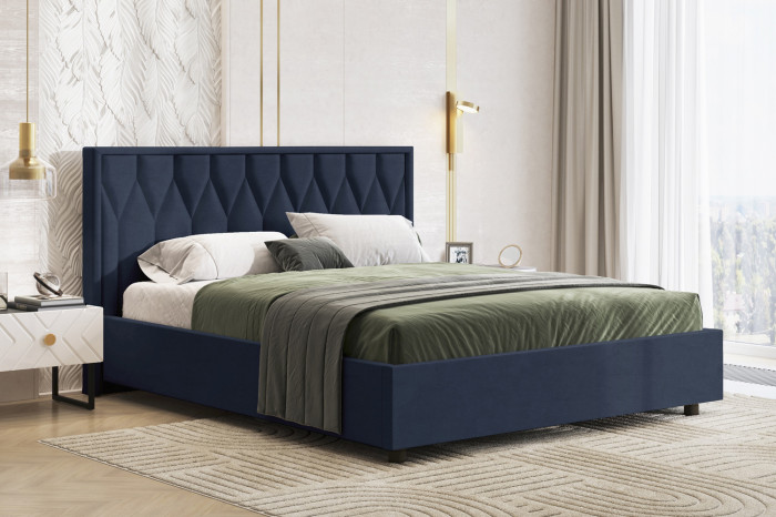 Кровать-10М с подъёмным основанием 1600 темно-синяя