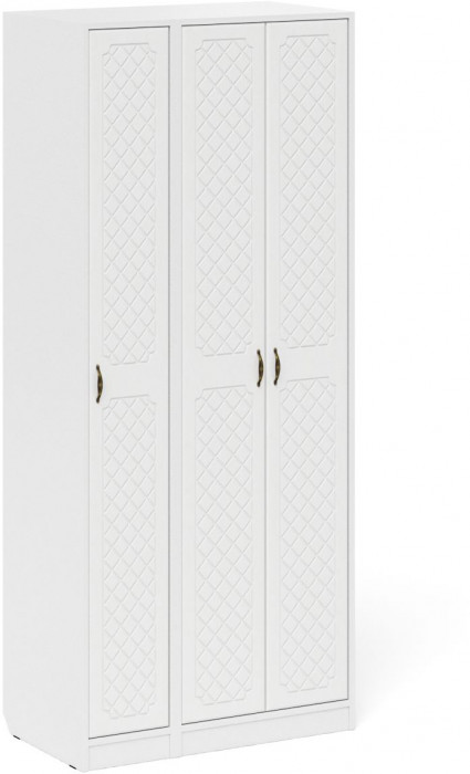 Прихожая П-6-500 Шкаф + Пенал, белая шагрень/фасады МДФ белое дерево фрезеровка ромб