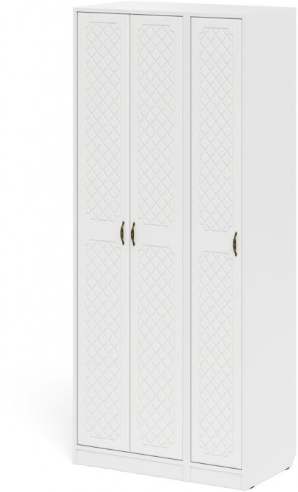 Прихожая П-6-500 Шкаф + Пенал, белая шагрень/фасады МДФ белое дерево фрезеровка ромб