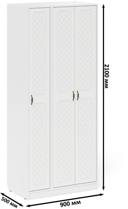 Прихожая П-6-500 Шкаф + Пенал, белая шагрень/фасады МДФ белое дерево фрезеровка ромб
